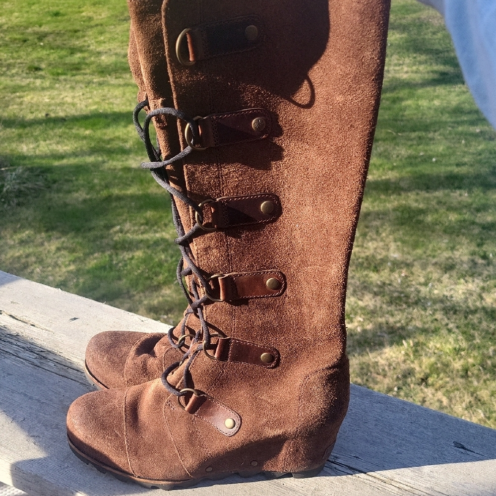 Brown Suede Knee-High Boots